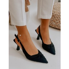 Erva'nın Butiği Siyah Saten (Bow) Fiyonk Detay Kadın Stiletto