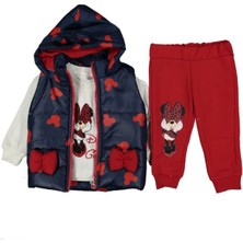 Donino Bullt Mickey Şişme Yelekli 3 Lü Lüx Bebek Takım Toka Hediyeli Kırmızı