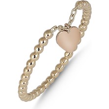 Diamine Altın Rose Renk Minimal Kalp Sallantılı Yüzük