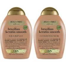 OGX Düzleştirici Brazilian Keratin Sülfatsız Şampuan 385 ml + Sülfatsız Bakım Kremi 385 ml