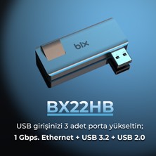 Bix BX22HB Usb'den 2 Bağlantı Noktalı Ethernet USB 3.2 Hub