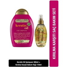 OGX Keratin Oil Sülfatsız Şampuan 385 ml + Bakım Yağı 118 ml