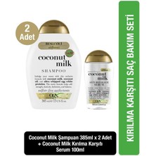 OGX Besleyici Coconut Milk Sülfatsız Şampuan 385 ml x 2 Adet + Serum 100 ml