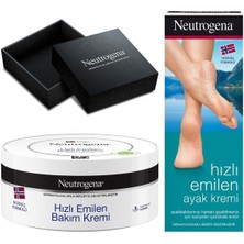 Neutrogena hızlı emilen bakım kremi 200 ml + hızlı emilen ayak kremi 100 ml + siyah kutu hediyeli