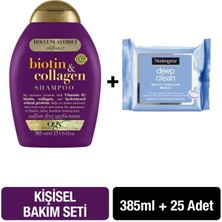 OGX Dolgunlaştırıcı Biotin & Collagen Şampuan 385 ml + Neutrogena Deep Clean Mendil