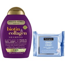 OGX Dolgunlaştırıcı Biotin & Collagen Şampuan 385 ml + Neutrogena Deep Clean Mendil