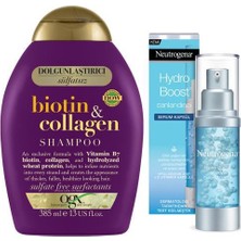 Ogx Dolgunlaştırıcı Sülfatsiz Şampuan Biotin Kolajen 0.385 lt + Neutrogena Hydro Boost Canlandırıcı Serum Kapsül 30 Ml Hediyeli