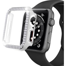 Techmaster Apple Watch 5 6 40MM Uyumlu Çift Sıra Parlak Taşlı Rubber Kasa Kapak