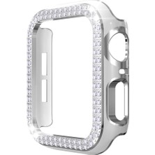 Techmaster Apple Watch 5 6 40MM Uyumlu Çift Sıra Parlak Taşlı Rubber Kasa Kapak