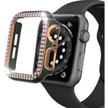 Techmaster Apple Watch 5 6 40MM Uyumlu Çift Sıra Parlak Taşlı Rubber Kasa Kapak