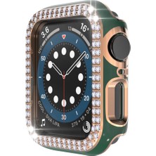 Techmaster Apple Watch 5 6 40MM Uyumlu Çift Sıra Parlak Taşlı Rubber Kasa Kapak