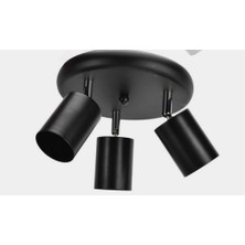 Mylights Mat Siyah Metal Plofonyer  LED Avize  Gün Işığı LED Ampul Dahildir