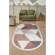 Diji Dekor K1270 Multi Saçaklı Dijital Oval Halı Kaymaz Yıkanabilir Oda Mutfak Antre Salon Halısı