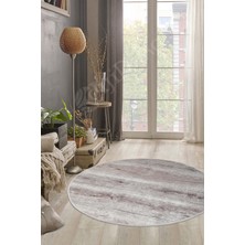 Dijidekor KY7055 Vizon Saçaksız Dijital Yuvarlak Halı Kaymaz Yıkanabilir Mutfak Antre Salon Halısı