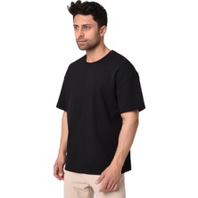 Adams Pamuk Polyester Siyah Oversize Tişört