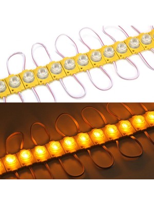 Tawitec Mercek LED 1.5 Watt - 12 Volt – Direk Güçlü Işık - Kendinden Yapışkanlı - (Renk: Amber) - 10 Adet