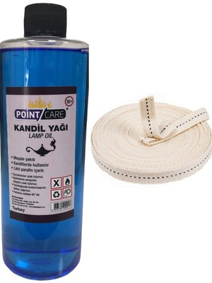 Ay Magnet Mavi Kandil Yağı Kokusuz Dumansız Iç Mekan Gaz Lambası Yakıtı 400 ml + 1 Metre Fitil