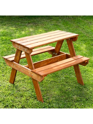 Mandu Ahşap Çocuk Piknik Masası (Fındık Rengi)