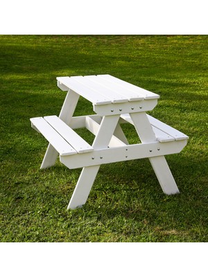 Mandu Ahşap Çocuk Piknik Masası (Beyaz)