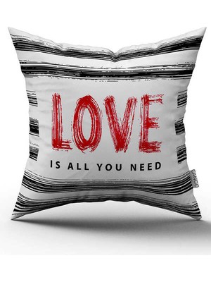 Cango Home Çift Taraflı Kırmızı Siyah Love Yazılı Dijital Baskı Kırlent Yastık Kılıfı - CGH421-CT