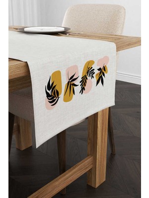 Cango Home Sarı Siyah Modern Bohem Yaprak Desenli Dijital Baskılı Runner 4KMBS103-RN