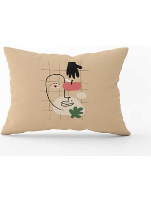Cango Home Sarı Modern Soyut Figür Desenli Dijital Baskılı Kırlent Yastık Kılıfı  CGH700-3550 Çift Tarafı Baskılı