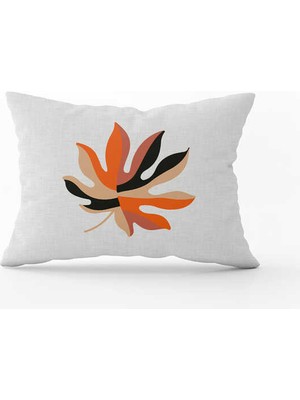 Cango Home Turuncu Siyah Dekoratif Modern Yaprak Desenli Dijital Baskılı Kırlent Yastık Kılıfı  CGH720-3550 Çift Tarafı Baskılı