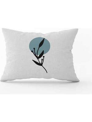 Cango Home Mavi Siyah Dekoratif Soyut Yaprak Desenli Dijital Baskılı Kırlent Yastık Kılıfı  CGH724-3550 Çift Tarafı Baskılı