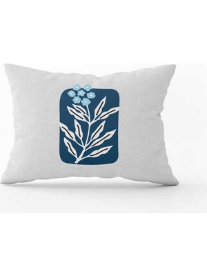 Cango Home Mavi Beyaz Dekoratif Modern Yaprak Desenli Dijital Baskılı Kırlent Yastık Kılıfı  CGH725-3550 Çift Tarafı Baskılı