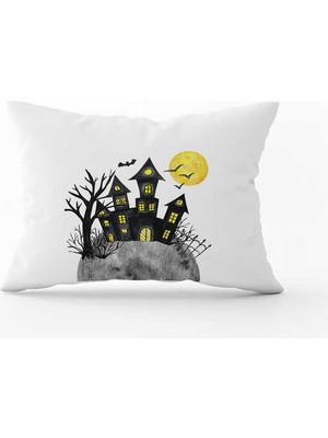 Cango Home Turuncu Halloween Balkabağı Desenli Dijital Baskılı Kırlent Kılıfı CGH747-3550 Çift Tarafı Baskılı