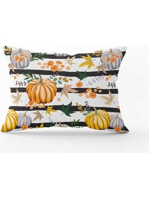 Cango Home Turuncu Halloween Balkabağı Desenli Dijital Baskılı Kırlent Kılıfı CGH766-3550 Çift Tarafı Baskılı