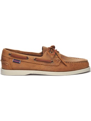 Sebago Docksides Erkek Deri Crazy Horse Ayakkabı Düz Tabanlı Kahverengi Günlük Kullanım İçin