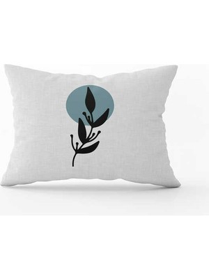 Cango Home Mavi Siyah Dekoratif Soyut Yaprak Desenli Dijital Baskılı Kırlent Yastık Kılıfı  CGH722-3550 Çift Tarafı Baskılı