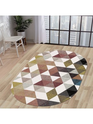 Diji Dekor K1270 Saçaksız Dijital Oval Halı Kaymaz Yıkanabilir Mutfak Antre Salon Halısı 80X700