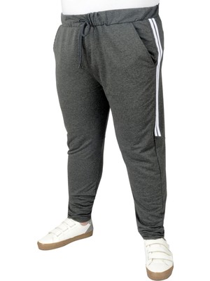 ModeXL Büyük Beden Eşofman Altı Darpaça  Stripe 22509 Antramelanj