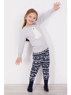 Arnetta Polar Bear Grimelanj Kız Çocuk Uzun Kol Pijama Takım