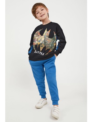 Batman Lisanslı Siyah Erkek Çocuk Ribanalı Eşofman Takım