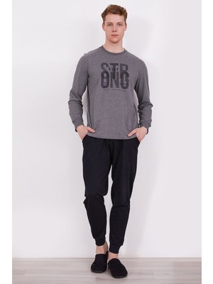 Arnetta Strong Gri Erkek Uzun Kol Pijama Takım 2336