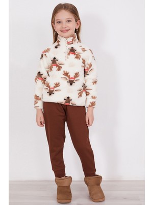 Arnetta Deer Krem Kız Çocuk Uzun Kol Pijama Takım