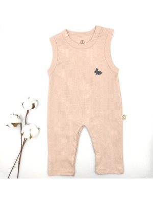 Bebek Star Fitilli Kolsuz Gül Kurusu Kız Bebek Tulumu %100 Cotton