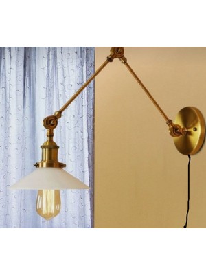 Mylights Mat Altın Eskitme Kaplama Gövde Hareketli Üç Mafsalı Okuma Lambası Kablolu Aç Kapa Anahtar Fişli Yatakbaşı Aplik Çalışma Odası Çocuk Odası Modern Aplik 
