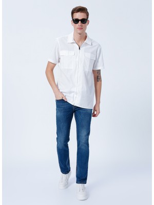 Fabrika Düşük Bel Dar Paça Slim Fit Mavi Erkek Denim Pantolon Zerrı 4