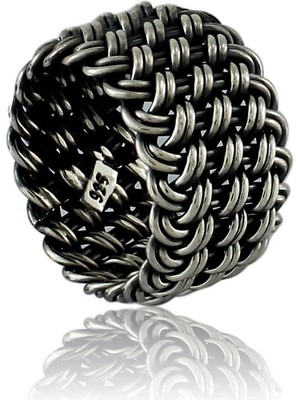 AbbasShop  925 Ayar Gümüş Örgü Desen Yüzük