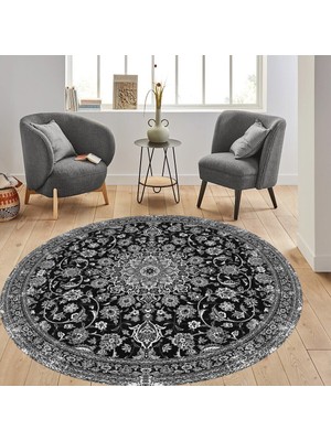 Rovigo Home Dijital Baskı Yıkanabilir Deri Taban Yuvarlak Salon Halısı RVG3304-HT125