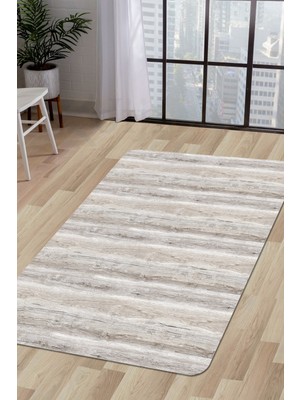 Diji Dekor KY7055 Vizon Saçaksız Dijital Halı Kaymaz Yıkanabilir Oda Mutfak Koridor Salon Halısı