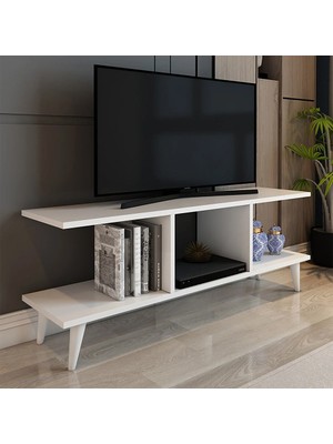 İzco Design Light Tv Ünitesi 120 cm Kapaksız Eko Tv Sehpası Beyaz