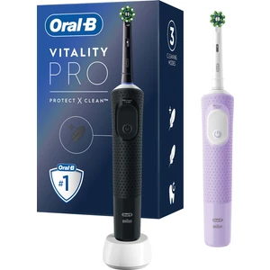 D103 Vitality Pro Cross Action Şarjlı Diş Fırçası 2'li Avantaj Paketi - Siyah / Lila
