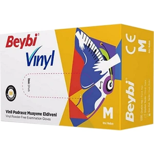 Pudrasız Vinil Eldiven M Beden Beyaz 100'LÜ 5 Paket