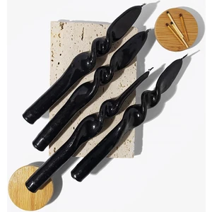 Gizemli Home 4 Lü Set Siyah Burgulu Şamdan Mumu