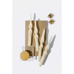Gizemli Home 4 Lü Set Krem Renk Burgulu Şamdan Mumu